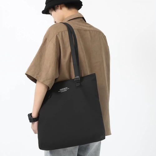 Шоппер, черная сумка на одно плечо, мужская льняная сумка