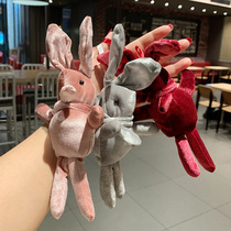 Pink wishing rabbit doll hand gift Net red doll gift plush velvet bunny bag puppet pendant bridesmaid