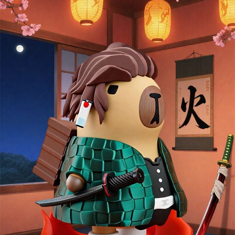New Kapybara Demon Slayer Merchandise Small Carbon 3D Printed Creative Magnetic Figure Desktop Ornament Gift