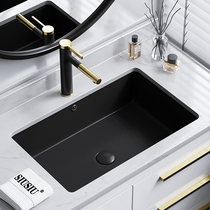 Ceramic undercounter basin matte black washbasin large size built-in basin flat bottom large capacity washbasin sink