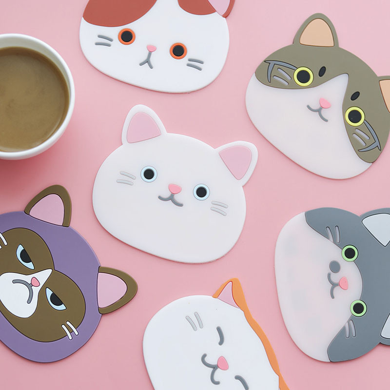 Cartoon cat animal coaster cute creative anti-scalding placemat pot pad bowl dish pad silicone insulation pad non-slip pad