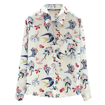 2026 spring new style retro floral slimming long sleeve shirt women's design niche western style top