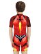 Children's Swimsuit Boys' Iron Man 3D One-Piece Swimsuit Boys' Short-Sleeved Sun Protection Quick-Drying Swimsuit for Middle and Large Children
