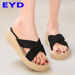 Summer New Style Faux Straw Travel High-Heeled Sandals for Women, Outdoor Wear, Espadrille Sole, One-Strap Beach Fashion Trendy Wedge Slippers