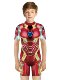 Children's Swimsuit Boys' Iron Man 3D One-Piece Swimsuit Boys' Short-Sleeved Sun Protection Quick-Drying Swimsuit for Middle and Large Children