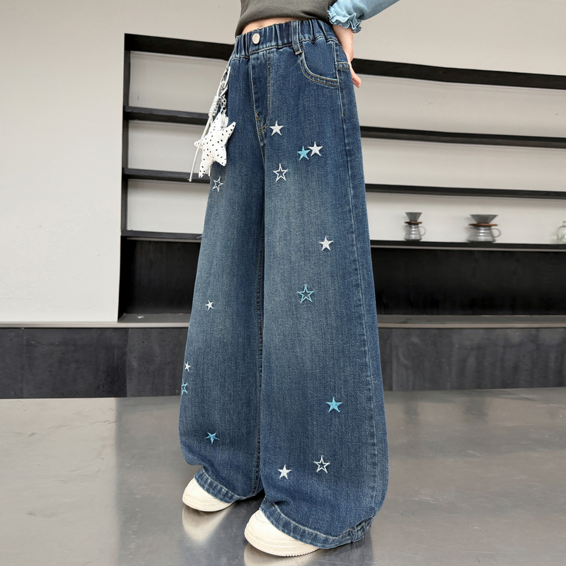 Girls' Autumn Jeans 2026 New Korean Style Fashionable Casual Pants Girls' Spring and Autumn Wide-Leg Pants Long Pants