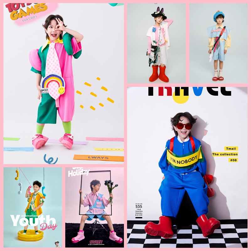 Dopamine Boys' Model Card Runway Fashion Studio Big Player Themed Photoshoot Children's Photography Performance Costume