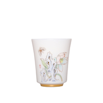 Sketching Thin Tire Goat Fat Jade Gold Foot Cup Defied White Porcelain Personal Tasting Cup Master Mug Ceramic Small Single Cup Tea Cup