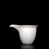 Defied goat fat jade pure white sketch gold long mouth ceramic hand grip justice cup white porcelain anti-scalding brief about cover bowl copper tea set