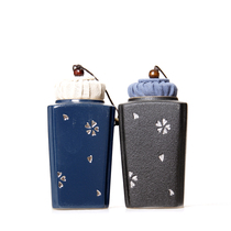 White Silver Coarse Pottery Ink Ware Sacrifice Blue Quad Ceramic Tea Leaf Jars Portable Small Tea Jar Sealed Storage Tea Packaging