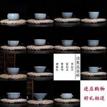 Dehua Ru porcelain open piece kung fu tea set ceramic can raise Luohan Cup Lotus Cup bucket simple ice crack Cup Tea Cup