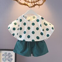South Korean girl suit 2022 summer dress new female baby Two sets of foreign air little girl sleeves shorts loose and breathable