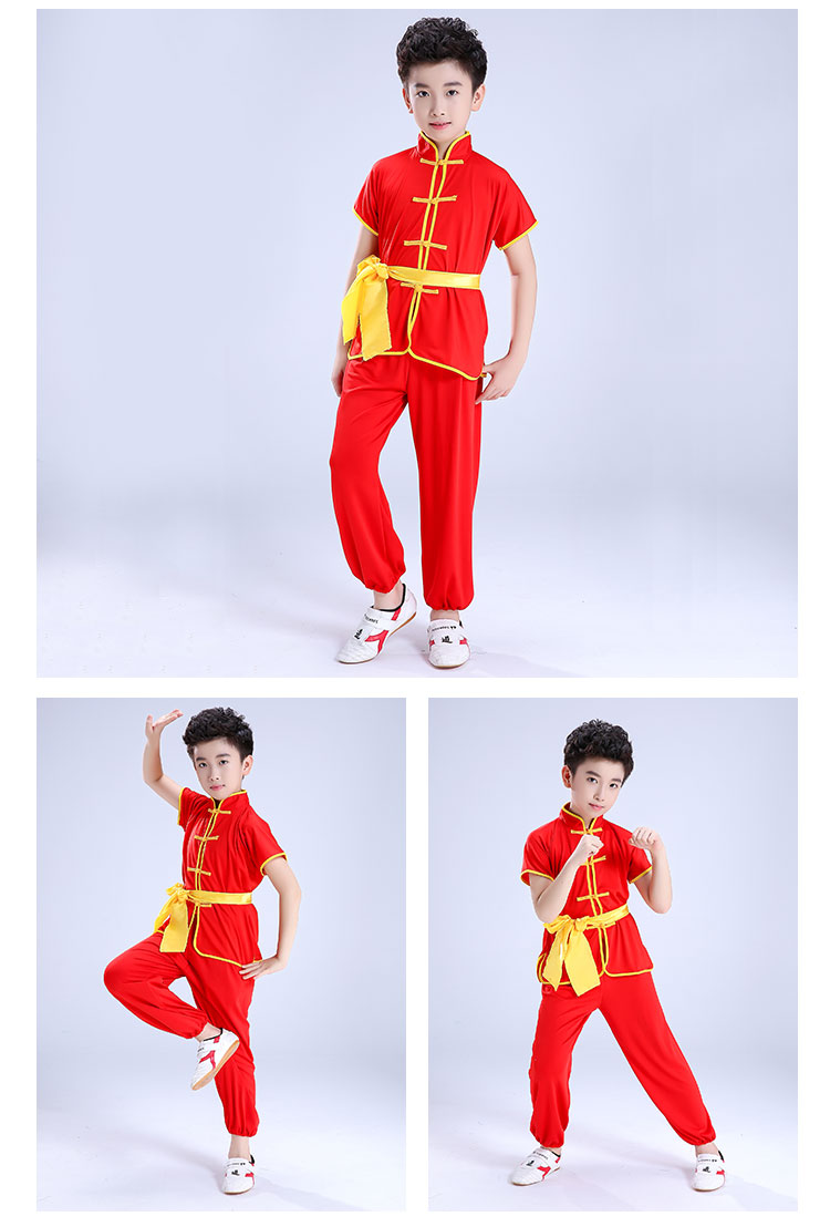 Trang phục võ thuật cho trẻ em, thanh niên, quần áo tập thể dục Tai Chi, áo dài tay, học sinh tiểu học và trung học, quần áo biểu diễn Kung Fu Trung Quốc quan ao tre em