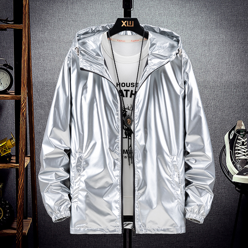 Hong Kong Style Shiny Silver Jacket for Women 2021 Autumn Student Commuter Waterproof Casual Jacket Fashionable Versatile Windbreaker