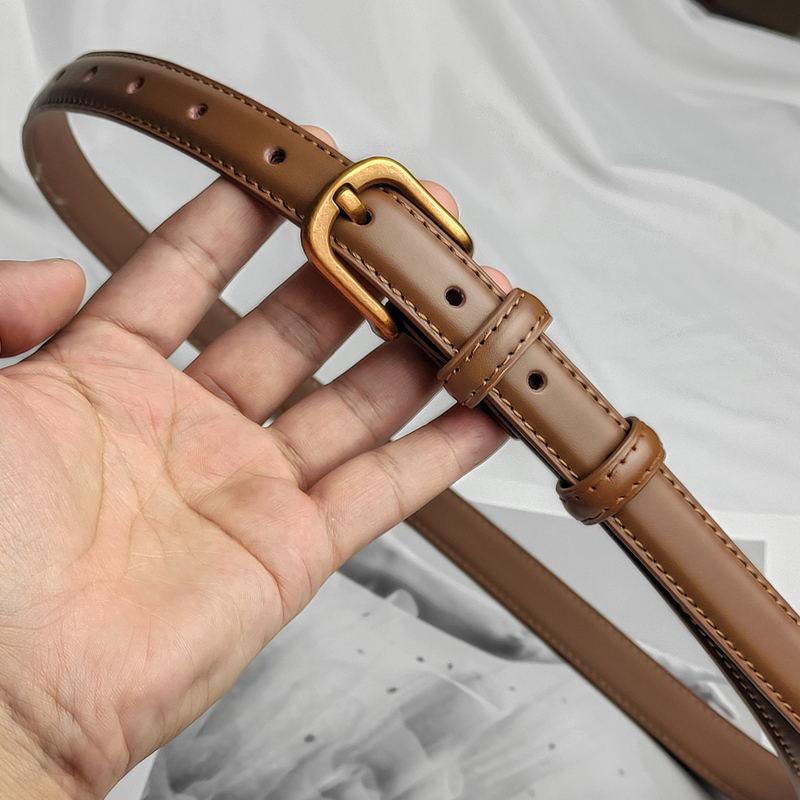 Women's Practical and Simple Belt for Jeans, Versatile Casual Dress Pants, Brown Soft Leather Belt, Genuine Leather Thin Vintage Cowhide Belt