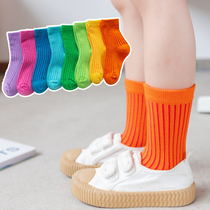 Childrens socks spring and autumn cotton candy bright color stockings boys and girls Korean baby sports socks tide