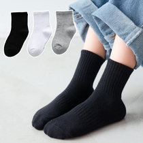 Childrens socks cotton spring and autumn boys solid color socks girls black socks