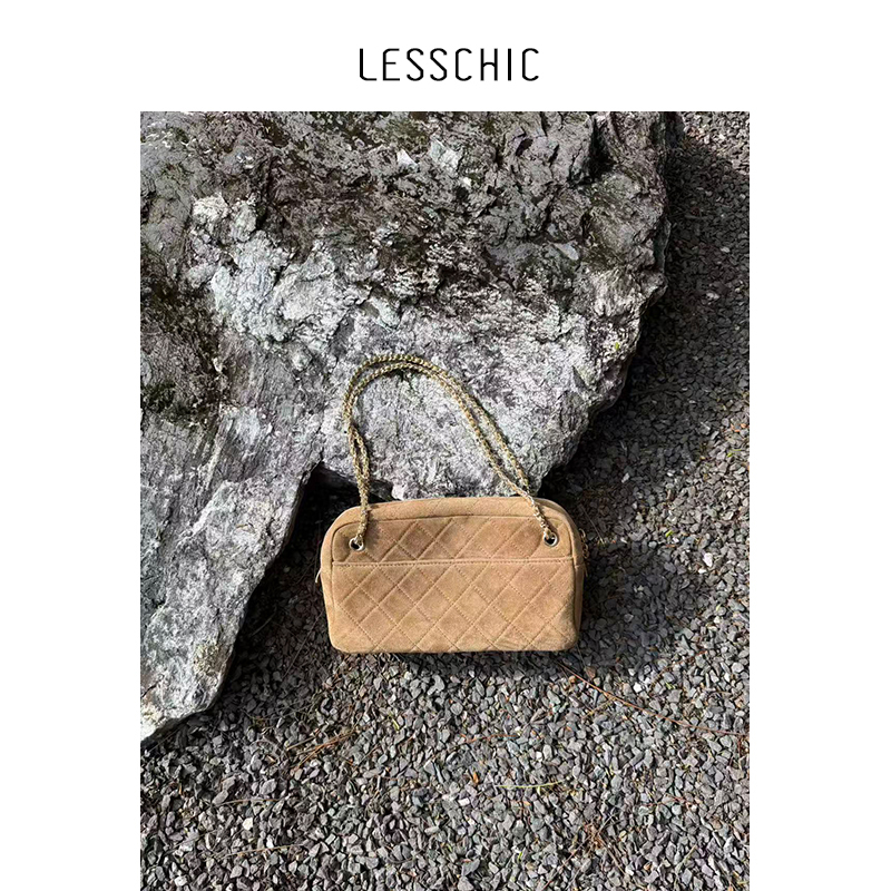 Lesschic【Lingge 26A- Camera Bag】Cow Suede Lining, Versatile Sheepskin Shoulder Bag