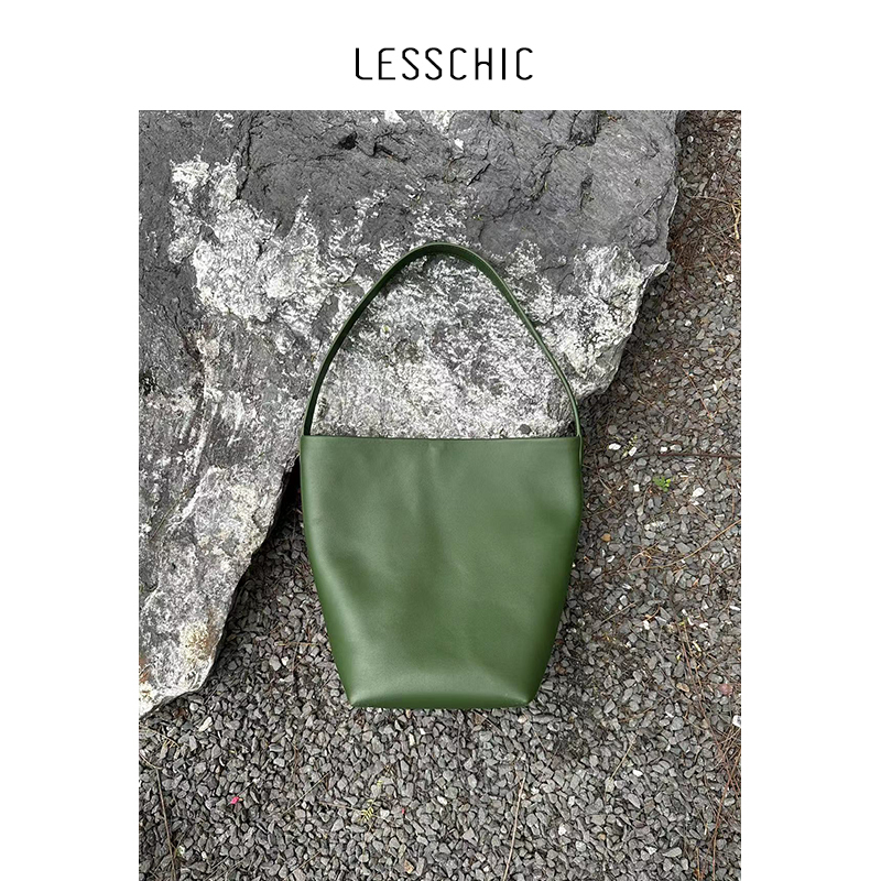 Lesschic【Tr-Strap Bucket Bag Upgraded Version】Original Imported Saddle Leather Inner Suede Cowhide Shoulder Bag