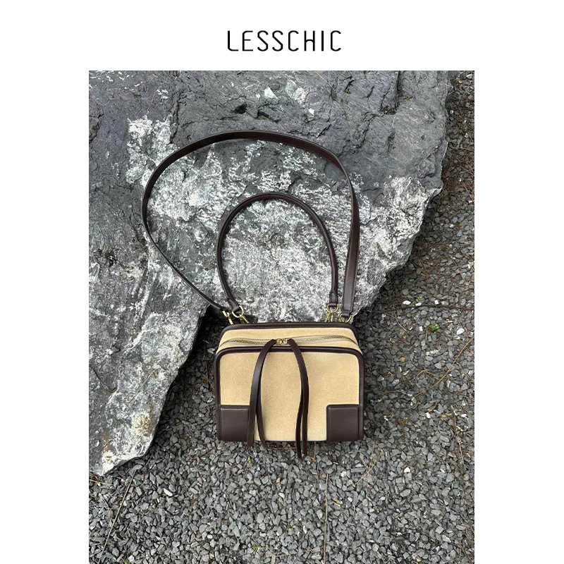Lesschic【L-Luojia Toast Bag】Original Cowhide + Frosted Cowhide/Suede Single Shoulder Crossbody Bag Lesschic【L-Luojia Toast Bag】Original Cowhide + Frosted Cowhide/Suede Single Shoulder Crossbody Bag