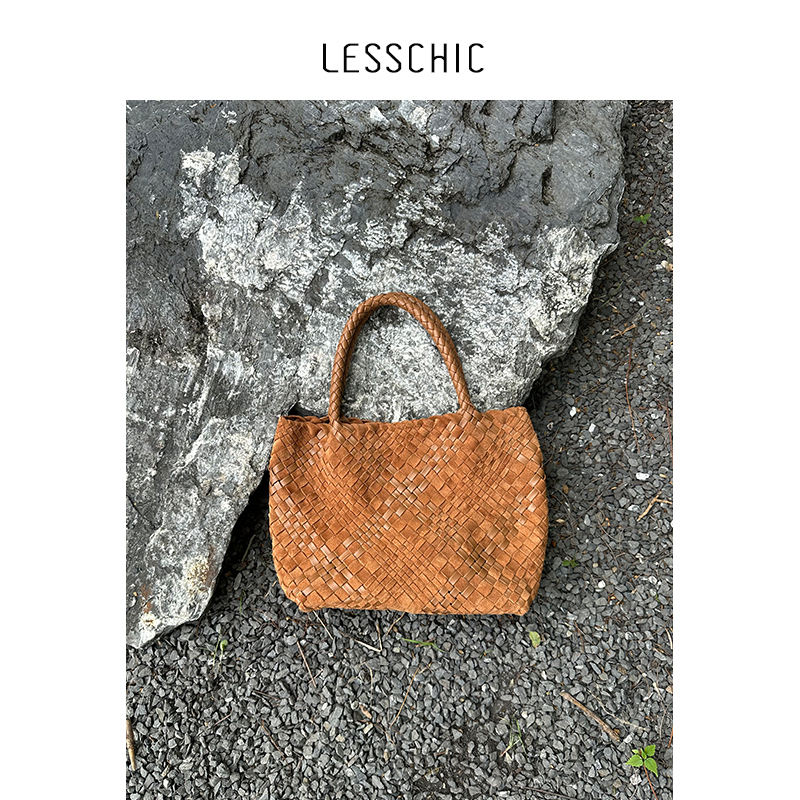 Lesschic【Tr-Ruth Woven Basket Bag】Original Imported Sheepskin/Calfskin Versatile Tote Bag