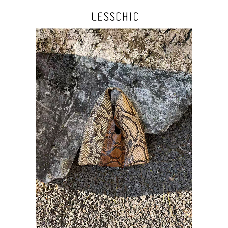 Lesschic【Tr-Bindle Snakeskin Handbag】Versatile Clutch Bag with Python Skin Lining and Cashmere Lining Lesschic【Tr-Bindle Snakeskin Handbag】Versatile Clutch Bag with Python Skin Lining and Cashmere Lining