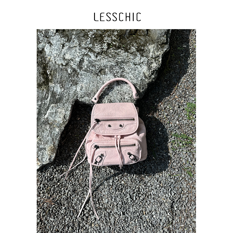Lesschic【B-Le City Mini Backpack】Imported Sheepskin Lining Cotton Canvas Backpack