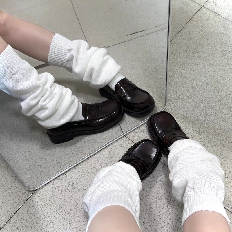 Jk Japanese Style Flat Bubble Socks School Supply Extra Wide Slimming Off-White Foot-Covering Mid-Calf Elephant Socks