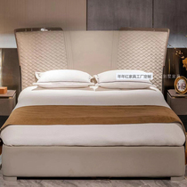 Bentleys new first-layer leather bed wide backrest painted Givenchy model house villa luxury bedroom matching furniture