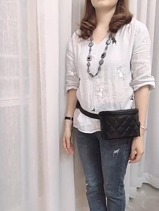5014*2021 Fashion all-match Korean mobile phone small fanny pack Mini women's bag Lingge fanny pack shopping guide with belt