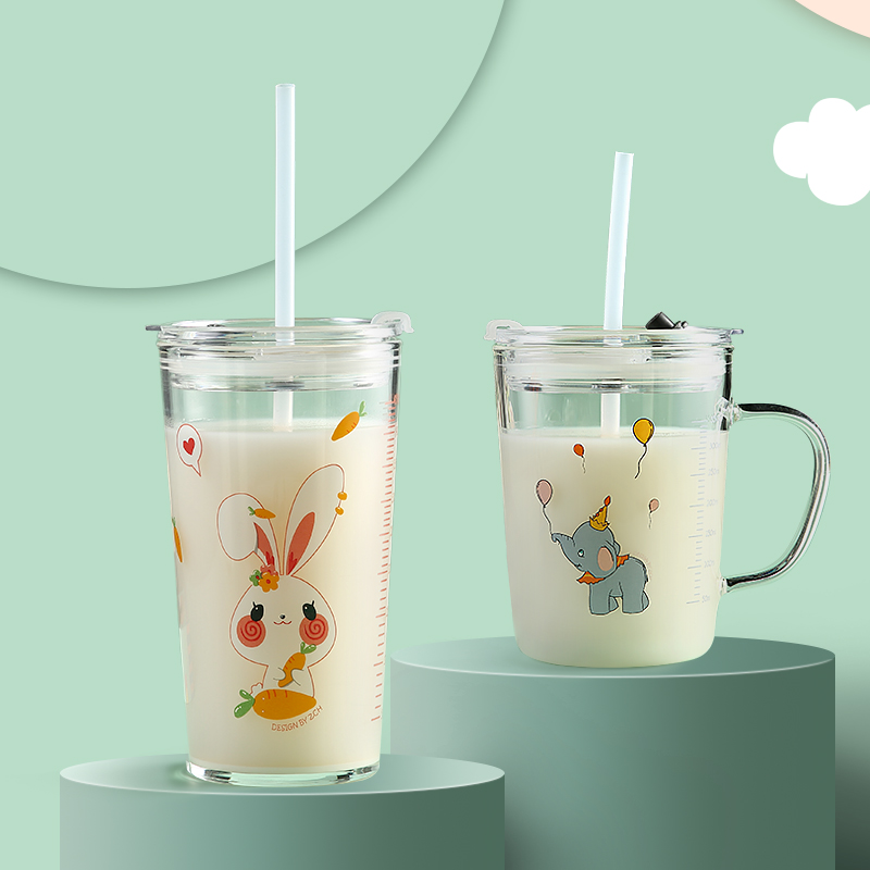 Household children's milk cup with scale glass special cup for milk powder can be heated in microwave oven for big baby to drink milk cup - Taobao