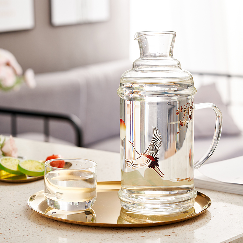 Glass Cold Kettle Household High Temperature Resistant Large Capacity Cold Kettle Can Put Fridge Cool White Open Kettle Juice Cold Kettle