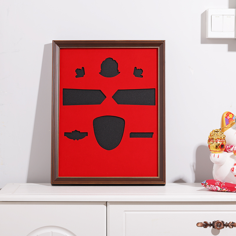 Retirement Shoulder Badge Arm Badge Slotted Storage Photo Frame Solid Wood Frame Medal Display Collection Frame Chinese-Style Photo Frame Wall Hanging