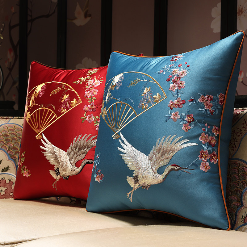 Chinese style embroidery pillow embroidery sofa cushion Chinese style classical backrest cover chair large core lumbar pillow pillow
