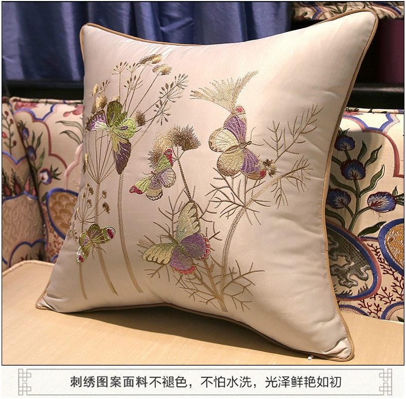Trung Quốc thêu gối hiện đại tối giản sofa đệm bướm thêu gối giường túi không có lõi tùy chỉnh thiết lập - Trở lại đệm / Bolsters gối kèm chăn văn phòng