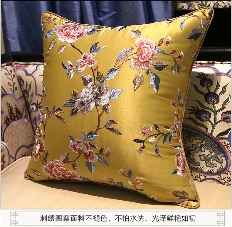 Trung Quốc hiện đại Trung Quốc Gối thêu Phòng khách Sofa Da Thêu Đệm Ghế văn phòng Gối Đơn giản tùy chỉnh Set - Trở lại đệm / Bolsters chăn gối 2 trong 1