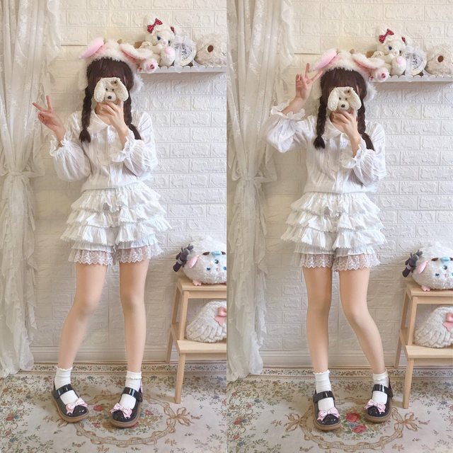 ໂສ້ງ lolita ຜັກ jk leggings ກາງເກງຄວາມປອດໄພຂອງແມ່ຍິງຕ້ານການຊູນຮ້ອນ lolita ແບບຍີ່ປຸ່ນນອກນຸ່ງເສື້ອສັ້ນ bloomer