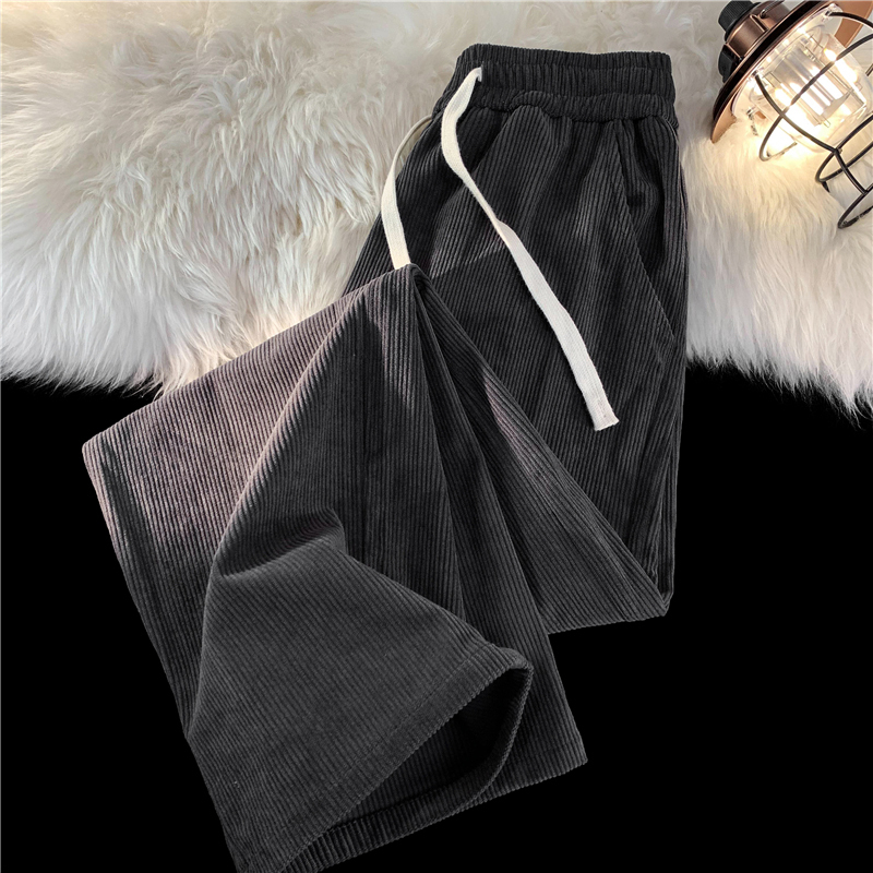 Fleece-Lined Thick Corduroy Casual Pants for Men, 2026 Spring American Style Trendy Brand Sports Straight-Leg Pants, Loose Wide-Leg Pants