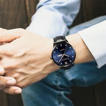 New watch mens watch Korean edition student steel belt business quartz watch Waterproof luminous double calendar fashion automatic watch