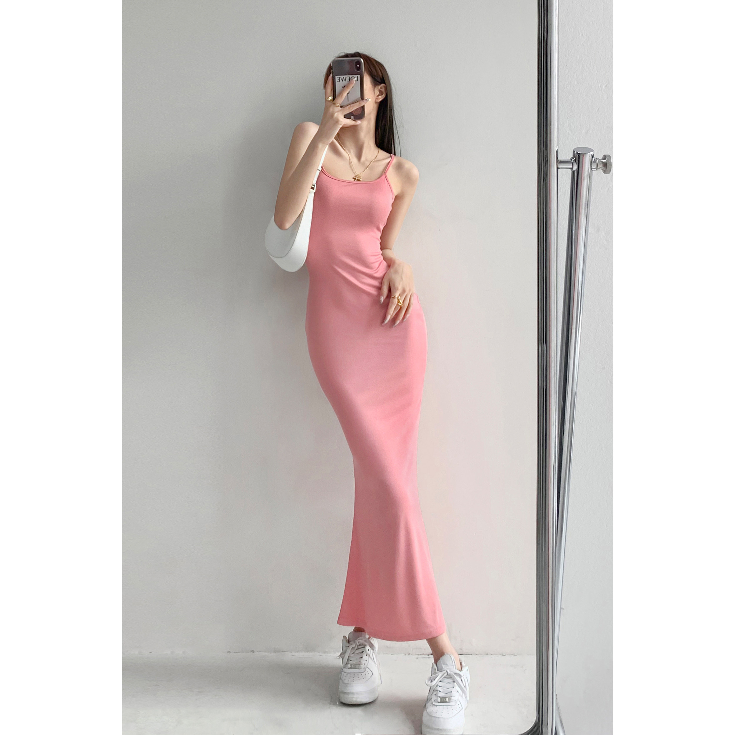 Pure lust sexy show figure hot girl suspender dress women summer tight show thin stretch wrap hip fishtail long skirt tide
