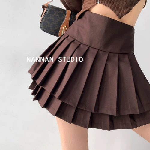 Осенняя юбка в складку, костюм, высокая талия, по фигуре