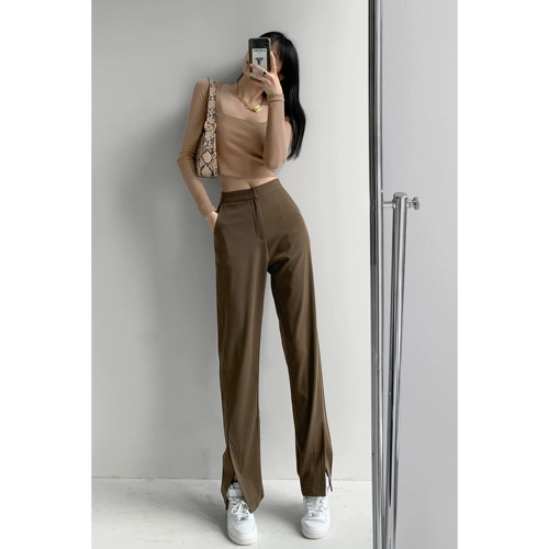 Костюм, осенние демисезонные штаны, свободный прямой крой, по фигуре