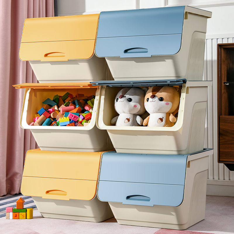 Oblique type children's toy storage box large plastic household multi-functional baby snack book organize storage cabinet - Taobao