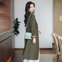 Military green high-end temperament winewomen in the middle of the year 2021 New spring and autumn season Inn wind coat long style jacket