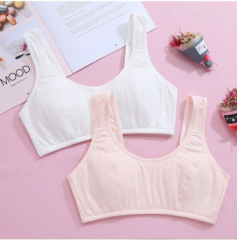 Cô gái Underwire Đồ lót Cotton Vest nhỏ Nữ Áo ngực Thiếu niên Phát triển Học sinh Trung học Học sinh Trung học Ngực Trung Quốc - Áo ngực không dây