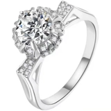 Серебряный браслет, обручальное кольцо, золото 750 пробы, в цветочек, серебро 925 пробы, бриллиант в один карат