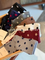 (More than five pairs) Korean Dongdaemun spot womens socks with polka dots 7-color mid-tube cotton socks recommended size 34-40