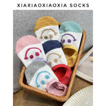 (More than five pairs) South Korea imported new summer bright silk smiling face womens boat socks non-slip silicone socks