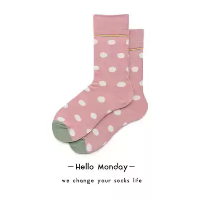 (Any five pairs) polka dot men and women neutral socks Korean macaron color cotton socks parent-child