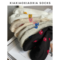 (More than five pairs) Korean imported womens boat socks love eyes thin cotton non-slip cotton socks